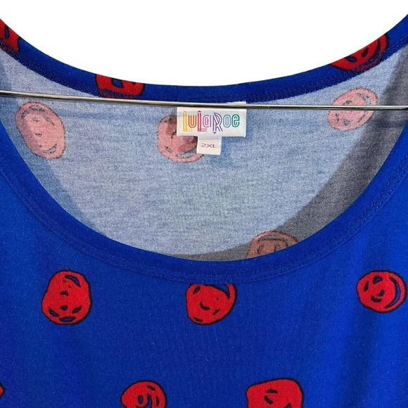 LulaRoe Polka Dot Dress Plus Size 2XL Midi Length Short Sleeves Knit Round Neck - Picture 7 of 7